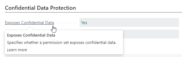 Exposes Confidential Data field on Permission Set card page